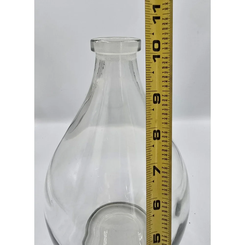 Early American Hand Blown Clear Glass Teardrop Heavy Decanter Vase Bottle   10